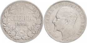 1 Lev 1894 K.B. FERDINAND I.
KM#16 Silver Ag.835 4,85g 23/1,37mm mint Kremnica author Anton Scharff
VF
