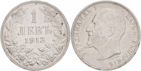 1 Lev 1913 FERDINAND I.
KM#31 Silver Ag.835 5g 23/1,3mm mint Kremnica, Vienna author Rudolf Marschall, lustr mint
UNC
