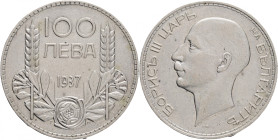 100 Leva 1937 BORIS III.
KM#45 Silver Ag.500 20g 34/2,82mm mint Kremnica author Percy Matcalfe
XF