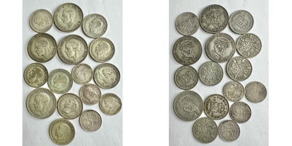 Lot 16 coins silver coins United Kingdom