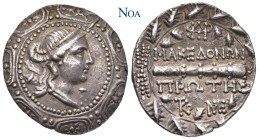 MAKEDONIEN RÖMISCHES PROTEKTORAT
 Tetradrachme ca. 165-150 v. Chr. Amphipolis Vs.: Drapierte Büste der Artemis mit Diadem, Bogen u. Köcher n. r. im M...