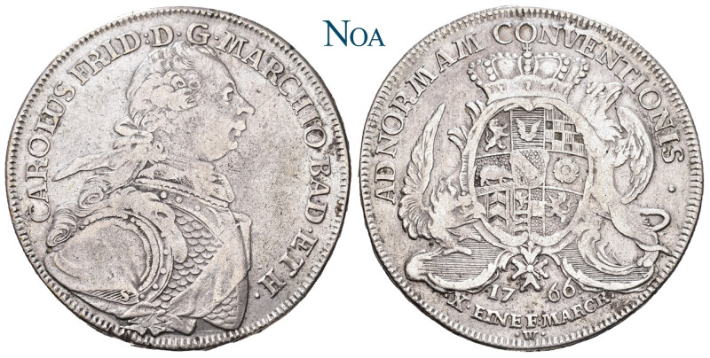 BADEN-DURLACH
Karl Friedrich, 1738 / 1746-1811. Konventionstaler 1766 Durlach W...