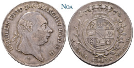 BADEN-DURLACH
Karl Friedrich, 1738 / 1746-1811. Konventionstaler 1778 H/W Durlach Wielandt 717; Dav. 1935. 27.85 g. Feine Tönung, gutes sehr schön