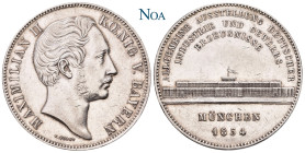 BAYERN
Maximilian II., 1848-1864. Geschichtsdoppeltaler 1854 München Industrie-Ausstellung im Glaspalast. Kahnt 123; Thun 95; Dav. 603; AKS 166; J. 8...