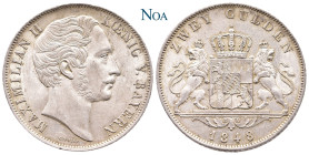 BAYERN
Maximilian II., 1848-1864. Doppelgulden 1848 München Kahnt 117; Thun 90; Dav. 600; AKS 150; J. 83. 21.18 g. Vorzüglich-Stempelglanz