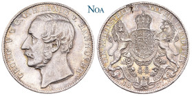 HANNOVER
Georg V., 1851-1866. Vereinstaler 1857 B Hannover T. 174; Dav. 682; AKS 144; J. 96; Kahnt 239. 18.50 g. Kl. Schrötlingsfehler am Rand, vorzü...