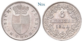HOHENZOLLERN-SIGMARINGEN
Karl, 1831-1848. 6 Kreuzer 1844 Wiesbaden AKS 14; J. 11. 2.56 g. Feine Tönung, vorzüglich-Stempelglanz