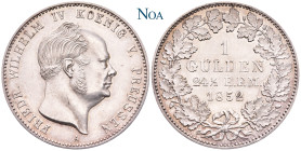 HOHENZOLLERN-SIGMARINGEN
Friedrich Wilhelm IV. (König von Preussen), 1849-1869. Gulden 1852 A Berlin AKS 20; J. 23. 10.60 g. Min. Randfehler, gutes v...