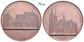 KÖLN, Stadt.
 Bronzemedaille 1848 Stempel von J. Wiener. Auf die 600-Jahrfeier der Grundsteinlegung im Jahr 1248 u. die geplante Vollendung des Doms....