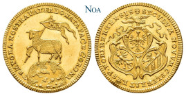 NÜRNBERG, Stadt.
 Lammdukat 1700 (Chronogramm) Ohne Münzmeisterzeichen, Stempel von P. P. Werner. Kellner 71; Slg. Erlanger 589; Fr. 1885. 3.48 g. Fe...
