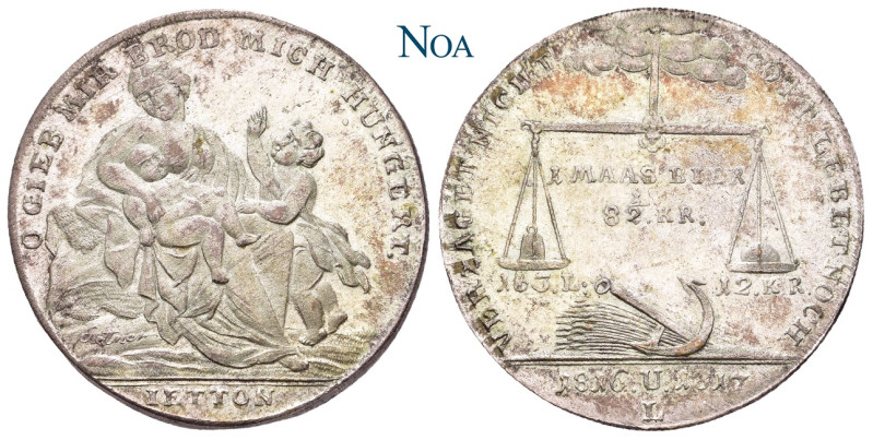 NÜRNBERG, Stadt.
 Versilberter Jeton 1817 Stempel von J. T. Stettner. Sog. "Hun...