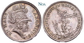 SACHSEN, Kurfürsten und Albertiner.
Johann Georg III., 1680-1691. Kleine Silbermedaille 1683 Unsigniert, Stempel von M. H. Omeis. Auf die Belagerung ...