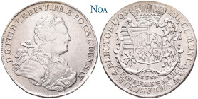 SACHSEN, Kurfürsten und Albertiner.
Friedrich Christian, 1763. Konventionstaler 1763 Leipzig Mit Signatur "S" am Armabschnitt. Buck 14; Schnee 1052; ...