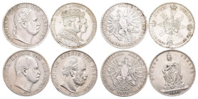 BRANDENBURG / PREUSSEN
Lot Vereinstaler (4 Stücke) 1861 bis 1871 Verschiedene Vereinstaler unter Wilhelm I., darunter Krönungstaler u. Siegestaler (2...