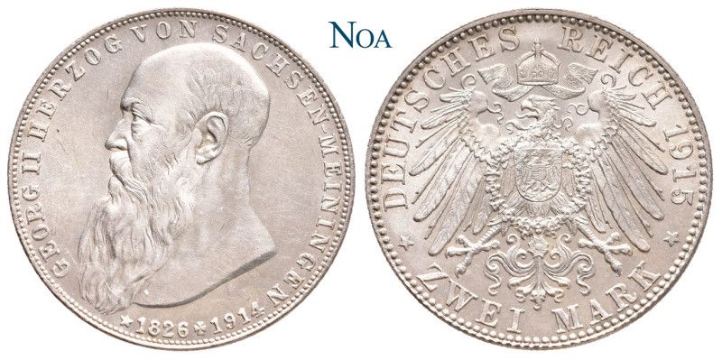 REICHSSILBERMÜNZEN SACHSEN-MEININGEN
Georg II., 1866-1914. 2 Mark 1915 (D) Münc...