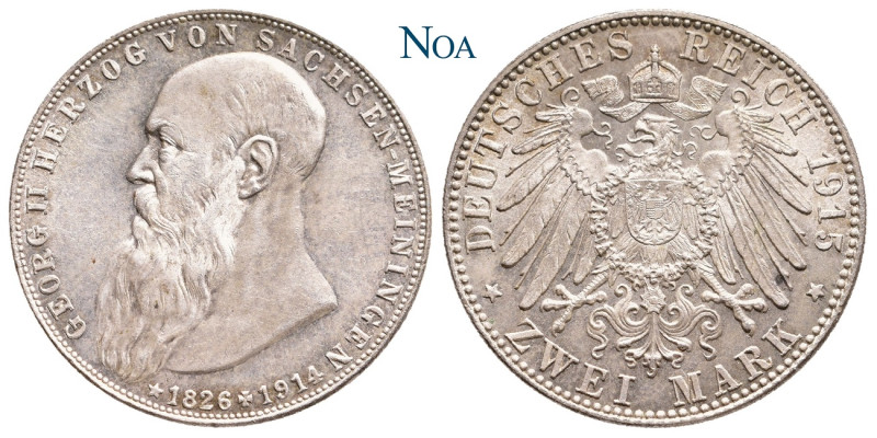 REICHSSILBERMÜNZEN SACHSEN-MEININGEN
Georg II., 1866-1914. 2 Mark 1915 (D) Münc...