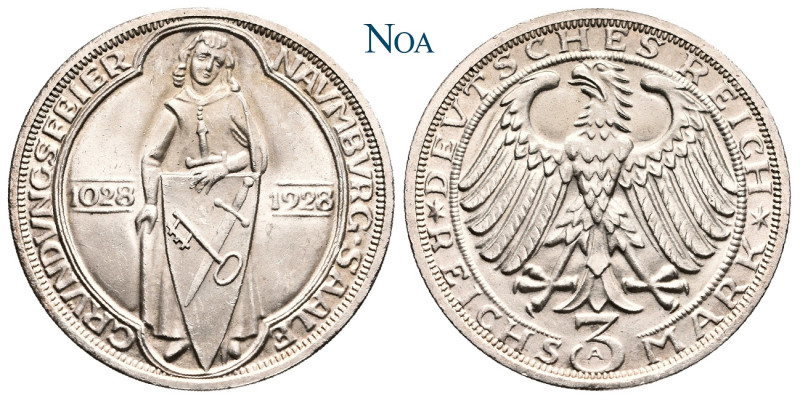 WEIMARER REPUBLIK
 3 Reichsmark 1928 A Berlin 900 Jahre Naumburg an der Saale. ...