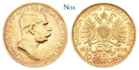 HABSBURGER BIS 1918
Franz Josef, 1848-1916. 10 Kronen 1908 Wien Auf das 60. Regierungsjubiläum. Fr. 516; KM 2810; Herinek 386; J. 398. 3.38 g. Feine ...