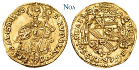 GEISTLICHKEIT SALZBURG, Erzbistum.
Guidobald von Thun und Hohenstein, 1654-1668. 1/4 Dukat 1660 Pr. 1468; Fr. 777; Zöttl 1784. 0.85 g. Fast vorzüglic...