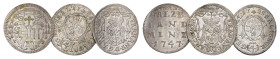 GEISTLICHKEIT SALZBURG, Erzbistum.
Lot 4 Kreuzer (3 Stücke) 1725-1747 Verschiedene Jahrgänge. Vorzüglich