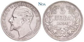 BULGARIEN
Ferdinand I., 1887-1918. 5 Lewa 1894 Kremnitz KM 18; Dav. 61. 24.88 g. Feine Tönung, kl. Randfehler, fast vorzüglich