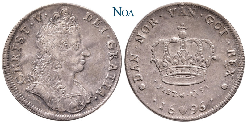 DÄNEMARK
Christian V., 1670-1699. Krone 1696 Kopenhagen Münzmeister Christian W...