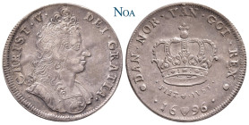 DÄNEMARK
Christian V., 1670-1699. Krone 1696 Kopenhagen Münzmeister Christian Wineke. Mit CHRIST am Anfang der Vorderseitenumschrift. Hede 99 A; Sieg...