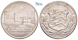 ESTLAND REPUBLIK, 1918-1940.
 2 Krooni 1930 Tallinner Schloss, Sitz des estnischen Parlaments. KM 20. 12.00 g. Vorzüglich-Stempelglanz