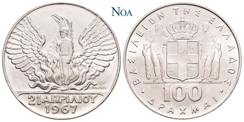 GRIECHENLAND KÖNIGREICH
Constantin II., 1964-1973. 100 Drachmen ohne Jahr (1970...