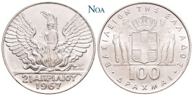 GRIECHENLAND KÖNIGREICH
Constantin II., 1964-1973. 100 Drachmen ohne Jahr (1970) Auf die Machtergreifung der Obristen am 21. April 1967. Auflage: 30....
