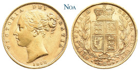 GROSSBRITANNIEN VEREINIGTES KÖNIGREICH
Victoria, 1837-1901. Sovereign 1848 London Young head. Fr. 387; Spink 3852C; KM 736.1. 7.92 g. Fast vorzüglich...