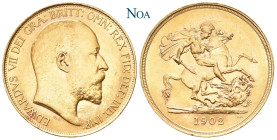 GROSSBRITANNIEN VEREINIGTES KÖNIGREICH
Edward VII., 1901-1910. 5 Pounds 1902 London Auflage: 35.000 Exemplare, von denen 27.000 wieder eingeschmolzen...