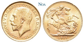GROSSBRITANNIEN VEREINIGTES KÖNIGREICH
Georg V., 1910-1936. Sovereign 1911 London Fr. 404; KM 820; Spink 3996. 7.99 g. Vorzüglich