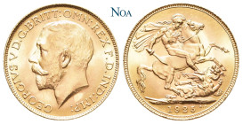 GROSSBRITANNIEN VEREINIGTES KÖNIGREICH
Georg V., 1910-1936. Sovereign 1925 London Fr. 404; KM 820; Spink 3996. 7.99 g. Fast Stempelglanz