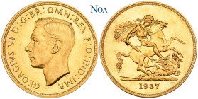 GROSSBRITANNIEN VEREINIGTES KÖNIGREICH
Georg VI., 1936-1952. 5 Pounds 1937 London Auflage: 5.001 Exemplare. KM 861; Fr. 409; Spink 4074. 39.96 g. Sel...