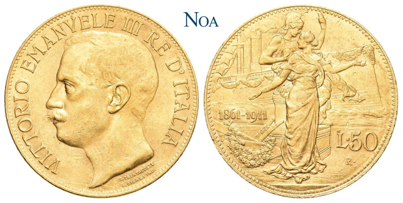 ITALIEN KÖNIGREICH
Viktor Emanuel III., 1900-1946. 50 Lire 1911 R Rom 50 Jahre ...