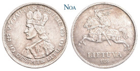 LITAUEN REPUBLIK, 1918-1940.
 10 Litu 1936 Vilnius Vytautas der Große, Großfürst von Litauen. KM 83. 18.03 g. Attraktive Tönung, vorzüglich
