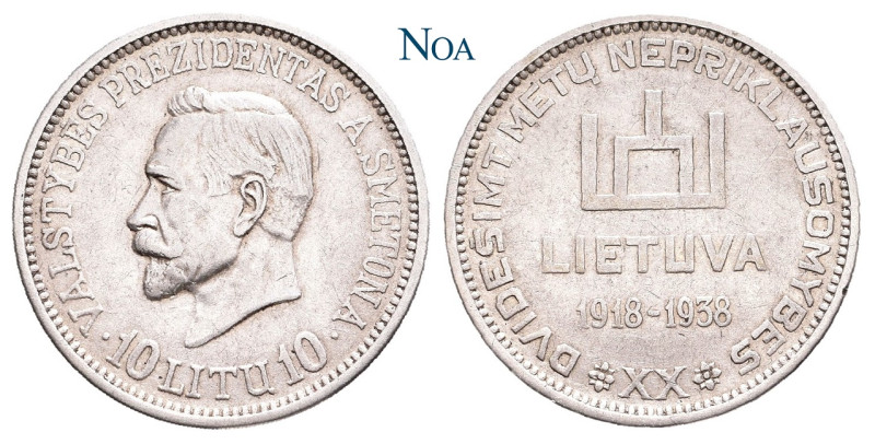LITAUEN REPUBLIK, 1918-1940.
 10 Litu 1938 Vilnius Auf den 20. Jahrestag der Un...