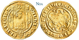 NIEDERLANDE GELDERN
Wilhelm I. von Jülich, 1377-1402 Goldgulden ohne Jahr Arnheim Vs.: Graf mit geschultertem Schwert unter gotischem Gestühl, darunt...