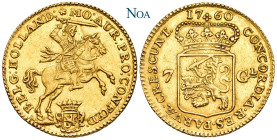 NIEDERLANDE HOLLAND
Provinz. 7 Gulden (1/2 Goldener Reiter) 1760 Dordrecht Stempel von J. Drappentier jr. Münzzeichen Rose. Münzmeister W. Buck. Fr. ...