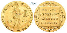 NIEDERLANDE KÖNIGREICH DER VEREINIGTEN NIEDERLANDE
Wilhelm III., 1849-1890. Dukat 1849 Utrecht Münzmeisterzeichen Schwert. Auflage: 14.344 Exemplare....