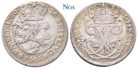 NORWEGEN
Friederich V., 1746-1766. 24 Skilling 1760 TL Kongsberg Sieg 3.1; Hede 2A. 8.79 g. Sehr schön
