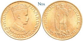 NORWEGEN
Haakon VII., 1905-1938. 20 Kroner 1910 Kongsberg ABH 1; Fr. 19; KM 376. 8.96 g. Vorzüglich-Stempelglanz