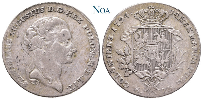 POLEN
Stanislaw August Poniatowski, 1764-1795. Taler (6 Zlotych) 1794 Warschau ...
