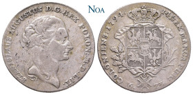 POLEN
Stanislaw August Poniatowski, 1764-1795. Taler (6 Zlotych) 1794 Warschau Kopicki 2487 (R); Plage 373; Dav. 1623; KM 216. 23.88 g. Feine Tönung,...