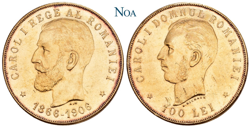 RUMÄNIEN KÖNIGREICH
Karl I., 1866-1914. 100 Lei 1906 Brüssel Zum 40. Regierungs...
