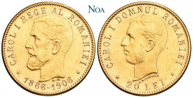 RUMÄNIEN KÖNIGREICH
Karl I., 1866-1914. 20 Lei 1906 Brüssel Zum 40. Regierungsjubiläum. Auflage: 15.000 Exemplare. Schäffer/Stambuliu 64; KM 37; Fr. ...