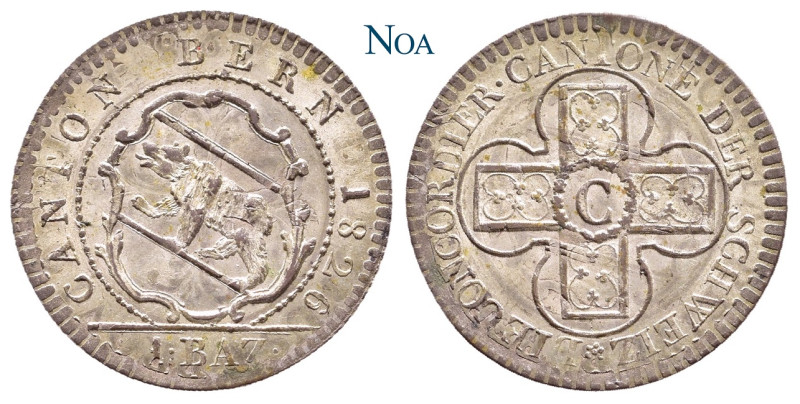 SCHWEIZ BERN
 Batzen 1826 DT 42a; HMZ 2-236f. 2.57 g. Vorzüglich-Stempelglanz