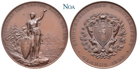 SCHWEIZ GLARUS
 Bronzene Schützenmedaille 1892 Stempel von H. Frères, auf das Eidgenössische Schützenfest. Vs.: Kartusche mit Kantonsschild in Lorbee...