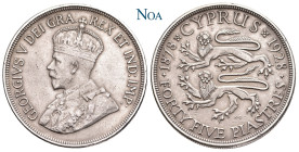 ZYPERN
George V., 1910-1936. 45 Piaster 1928 London Auf die 50-Jahrfeier der britischen Herrschaft. KM 19; Dav. 242. 28.11 g. Dunkle Tönung, sehr sch...